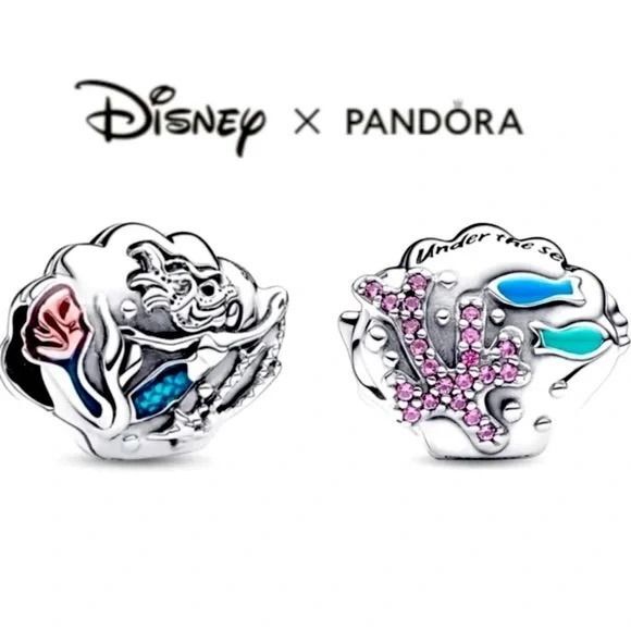 NWOT Ariel Little Mermaid Seashell Disney x Pandora FIT Silver Charm - Picture 3 of 8
